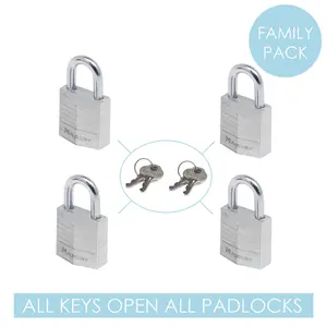 Master Lock Keyed alike Aluminium Open shackle Padlock (W)20mm, Pack of 4