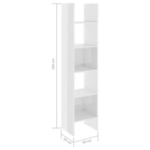 Berkfield Book Cabinet High Gloss White 40x35x180 cm Engineered Wood