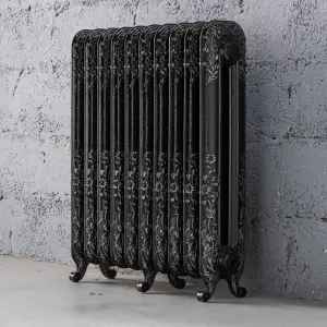 Arroll Daisy Cast iron Silver 10 Column Radiator, (W)684mm x (H)794mm