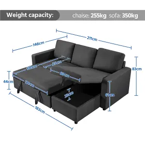 Yaheetech Dark Grey Reversible Sectional Sofa with Chaise for Limited Spaces