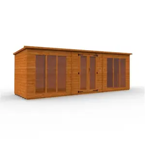 20ft x 6ft (5950mm x 1750mm) Horsforth Shiplap Full Pane Pent Retreat Summerhouse with 6 Windows