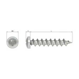 M6 x 40mm Phillips Pan Head Wood Screws Stainless Steel A2 DIN 7505B Pack of 20