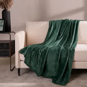 Brentfords Ultra Soft Blanket Throw Warm Flannel Fleece - Green, 120 x 150 cm