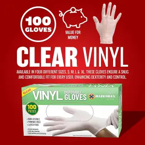 Set Of 100 Powder Free Vinyl Disposable Gloves Work Medical Examination Small Clear