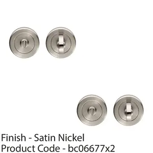 2 PACK - Bathroom Thumbturn Lock and Release Handle Beveled Edged Rose Satin Nickel