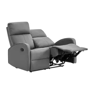 2 Seater Manual Reclining Sofa in Grey Leather - Parma