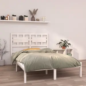 Berkfield Bed Frame White Solid Wood 135x190 cm 4FT6 Double