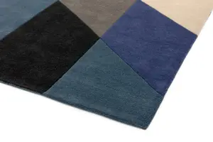 Blue Wool Handmade Luxurious Modern Abstract Geometric Rug For for Living Room and Bedroom-120cm X 170cm