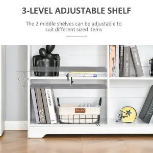 HOMCOM Simple Modern 4-Compartment Low Bookcase w/ Shelves Cube Display Office