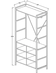 Open Wardrobe Riviera  Oak   Bedroom Furniture  8 Shelves