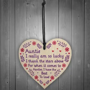 Special Auntie Gift From Niece Nephew Birthday Mothers Day Gift Wood Heart Keepsake