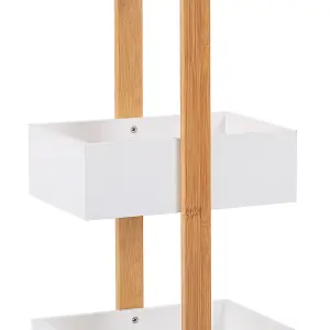 Woodluv 3 Tier Robust Bamboo & MDF Bathroom Bedroom Storage Caddy Unit, White - 25 x 18.5 x 70 (H) cm