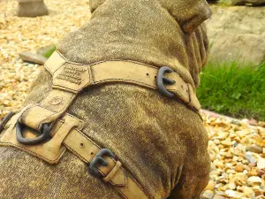 Life Size Sitting British Bulldog Stone Garden Ornament