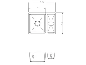 Mockeln - 1.5 Bowl Stainless Steel Kitchen Sink - Inset or Undermounted - Copper Finish - 555mm x 440mm x 200mm