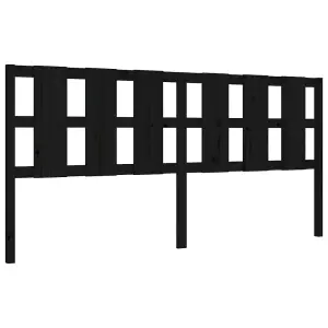 Berkfield Bed Frame with Headboard Black 200x200 cm Solid Wood