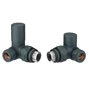 Pair Of Round Grey Corner Radiator Valves