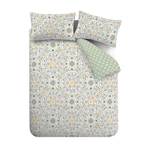 Pineapple Elephant Bedding Safiya Mandala Reversible Duvet Cover Set with Pillowcases Green