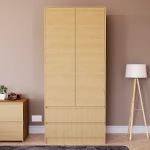 Vida Designs Denver 2 Door Wardrobe With Drawers, Pine (2)