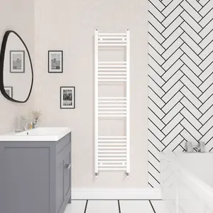 Wiest Straight Heated Towel Rail Radiator Bathroom Ladder Warmer White / 160cm H x 40cm W x 3cm D