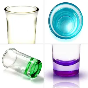 6 Pack 50ml Colored Shot Glasses Set with Heavy Base - Durable Reusable Glasses for Shots, Tequila, Espresso & Desserts