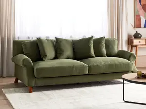 3 Seater Fabric Sofa Green EIKE