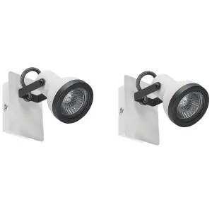 Set of 2 Metal Spotlight Lamps White and Black BARO