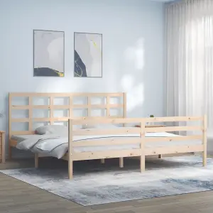 Berkfield Bed Frame with Headboard Super King Size Solid Wood