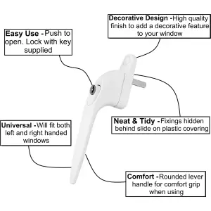 EAI - Yale Quartus Cranked Window Handle Right Hung - 40mm Spindle - White