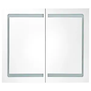 Berkfield LED Bathroom Mirror Cabinet Shining Grey 80x12x68 cm