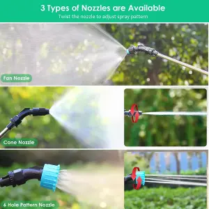 Battery Powered Sprayer 5L, Electric Sprayer with 3 Mist Nozzles, USB Rechargeable Handle and Retractable Wand, Garden Sprayer