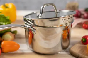 Kuhn Rikon Allround Plus Stainless Steel Saucepan with Draining Lid, 16cm/1.9L