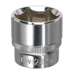 Sealey WallDrive Socket 24mm 3/8" Square Drive Fully Polished Finish Tool SP3824