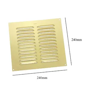 9" x 9" Louvre Vent Brass Anodised Aluminium / Metal Ventilation Grille Cover