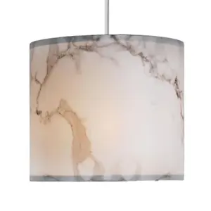 First Choice Lighting White Marble Print Ceiling Light Shade