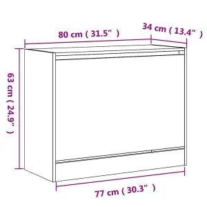 Shoe Cabinet White 80x34x63 cm Engineered Wood