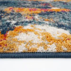 Blue Navy Multicoloured Abstract Burst Area Rug 160x230cm