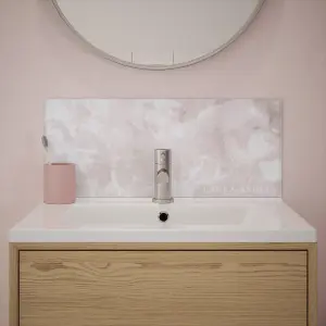 Laura Ashley Gloss Blush Onyx Marble effect Glass Self-adhesive Bathroom Splashback (H)25cm (W)60cm