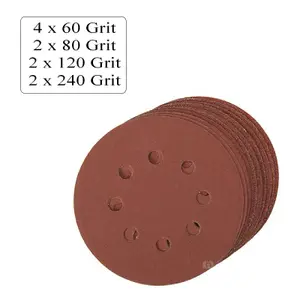 10 x Hook and Loop 125mm Sanding Disc Sheets 40 Grit Palm Sander Orbital Pads