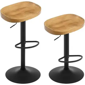 Persaeus Adjustable Height Counter Stool with Metal Frame (Set of 2) Dark wood look