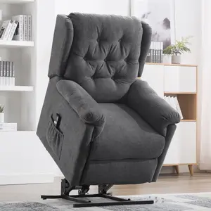 Barnsley Fabric Electric Single Motor Riser Rise Recliner Lift Mobility Tilt Armchair Charcoal