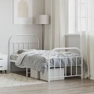 Berkfield Metal Bed Frame with Headboard and Footboard White 90x200 cm