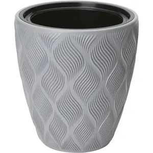 Round Tall Plant Pot Elegant Large Flower Indoor Outdoor Garden Planters Flow Platinum H 32cm x D 29cm