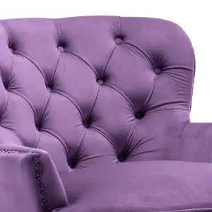 Velvet Purple Buttoned Ava Accent Chair