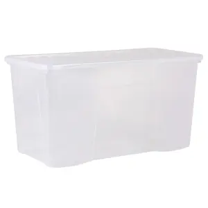 Wham Crystal 3x 110L Plastic Storage Boxes with Lids. Clear, Extra Large, Strong  Made in the UK Clear