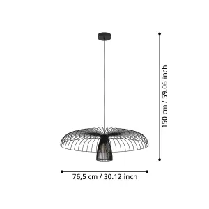 EGLO Champerico Black Wire Modern Pendant Light