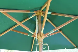 Hardwood Garden Parasol Umbrella - 2M Wide - (Dark Green)