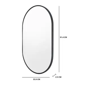 Chaya Metal Flat Wall Mirror Gunmetal / 91.4cm H x 55.9cm W