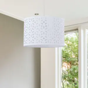 First Choice Lighting White Laser Cut 33cm Pendant Lightshade