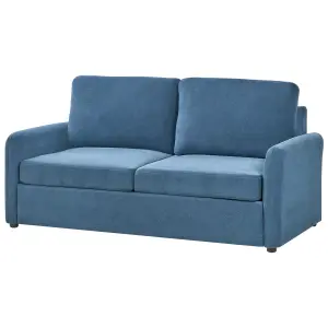 Beliani Traditional Sofa Bed BENNAS Blue Fabric