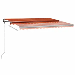 Berkfield Manual Retractable Awning with LED 450x300 cm Orange and Brown